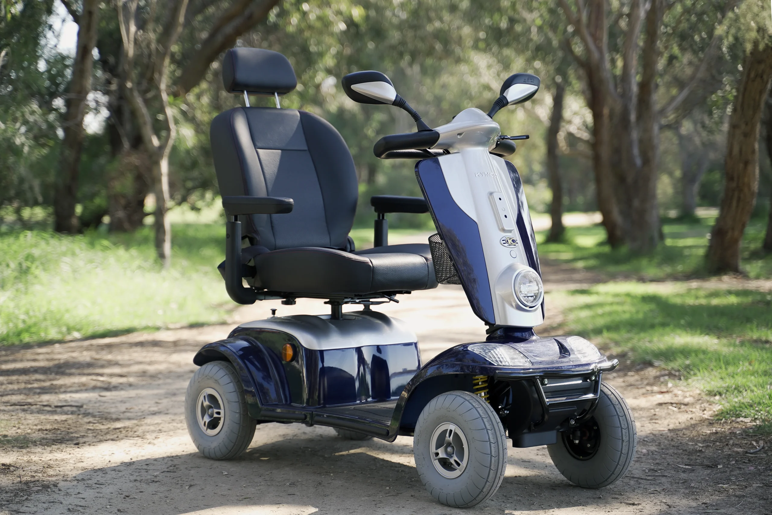 Kymco Maxi XLS Mobility Scooter on rough terrian built to last