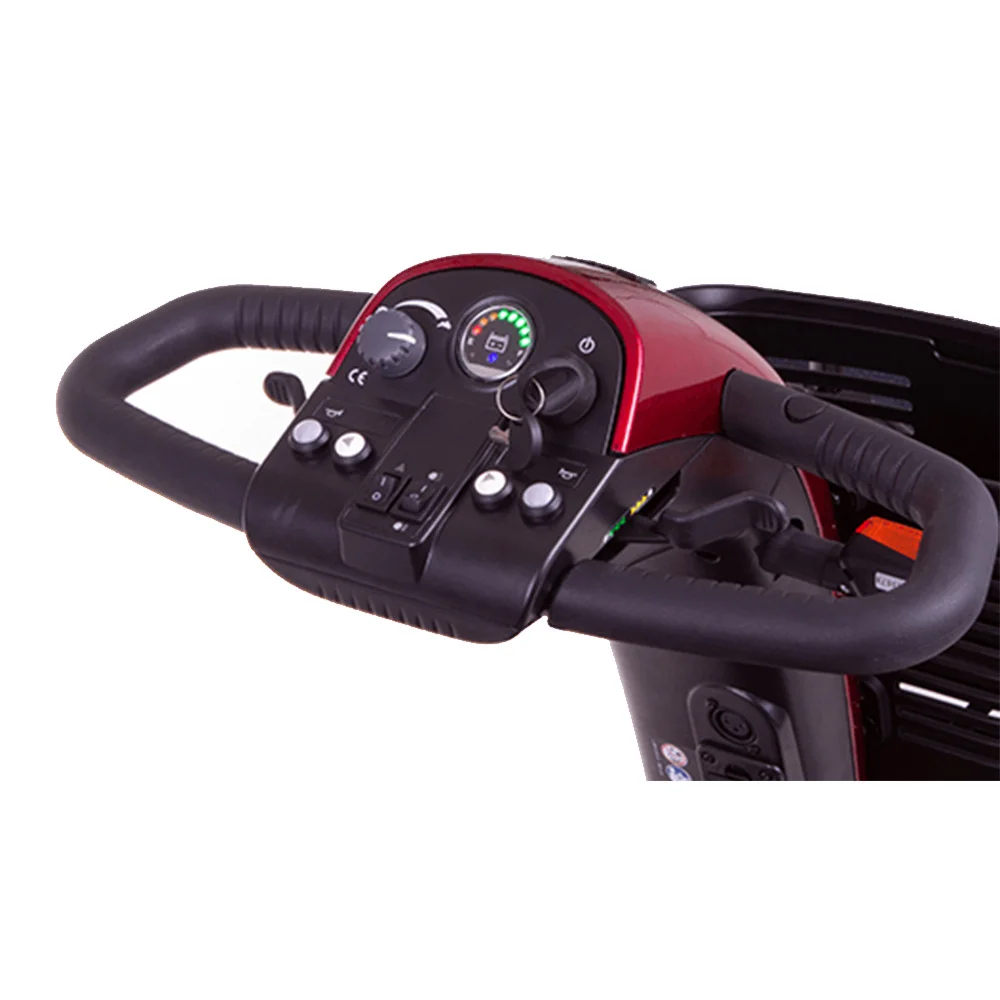 Pride Mobility Colt Plus Mobility Scooter in Cherry Red Tiller Pride Mobility Colt Plus Mobility Scooter in Cherry Red Tiller