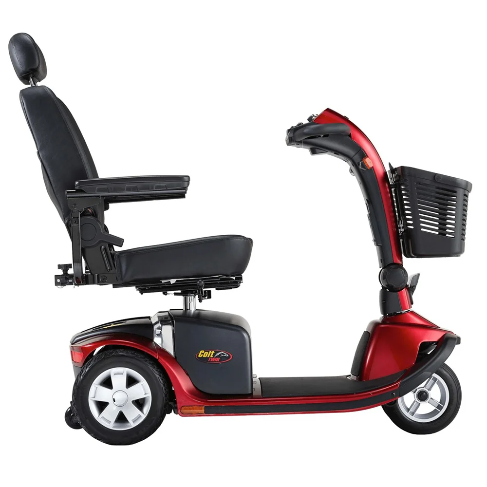 Pride Mobility Colt Twin Mobility Scooter Red Side Pride Mobility Colt Twin Mobility Scooter Red Side