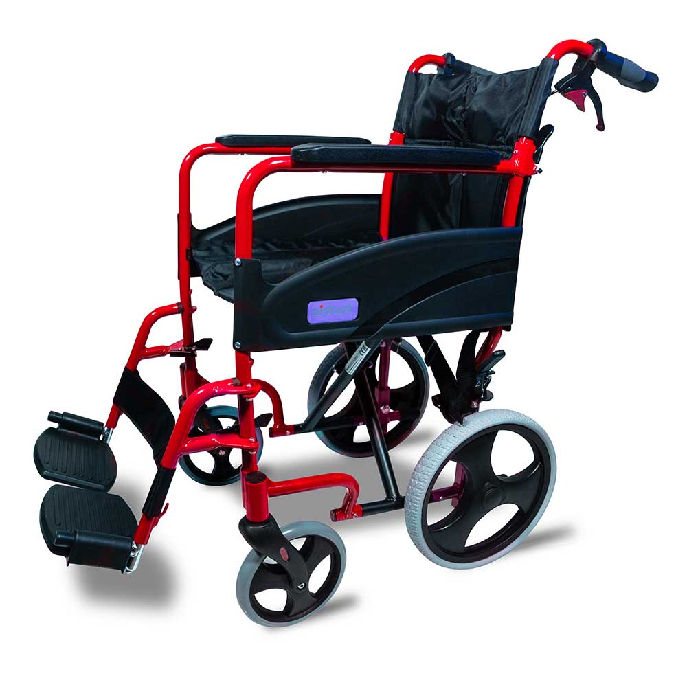 Aluminium Compact Transit Wheelchair Red Aluminium Compact Transit Wheelchair Red