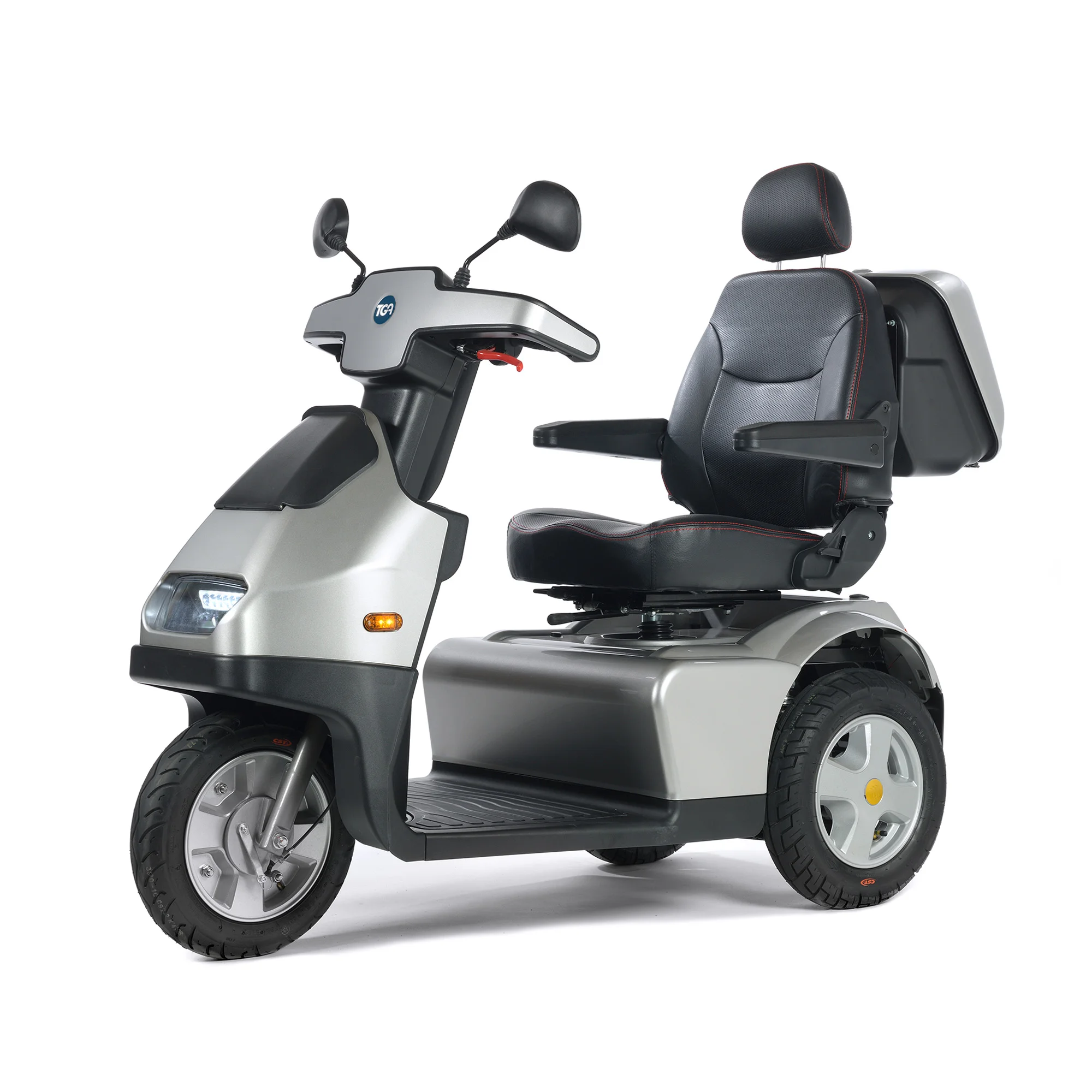 TGA Breeze S3 in Bright Silver Metallic 3 Wheel Mobility Scooter TGA Breeze S3 in Bright Silver Metallic 3 Wheel Mobility Scooter