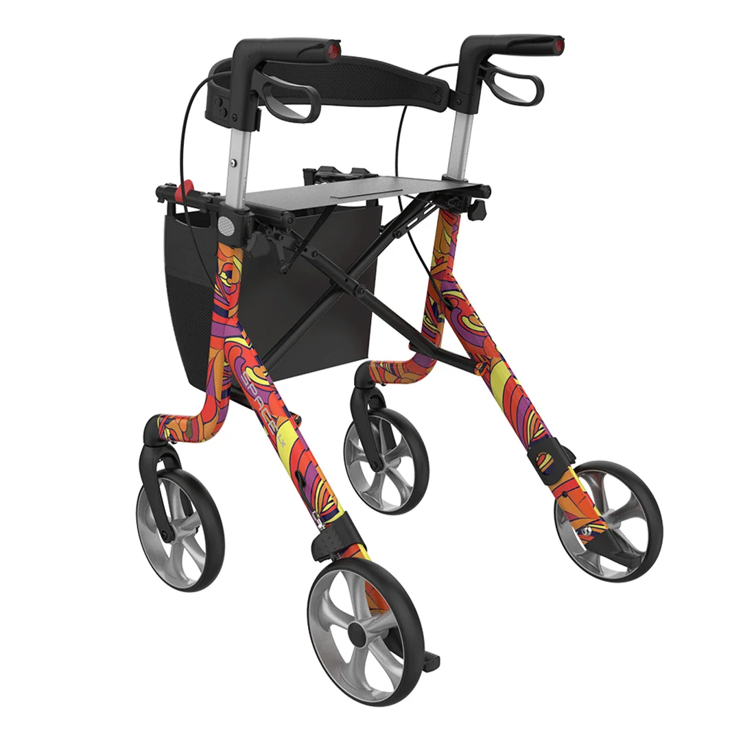 Space LX Rollator Flower Power back left