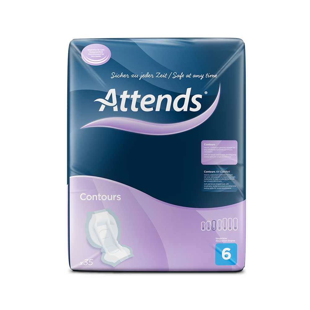 Attends-Contours-Regular-6 Attends Contours Regular 6 Incontinence Shaped Pads