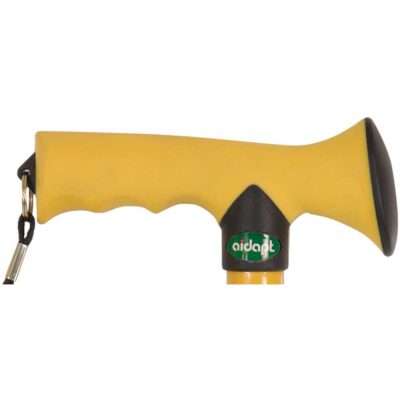 Folding Rubber Handled Walking Stick Yellow Handle