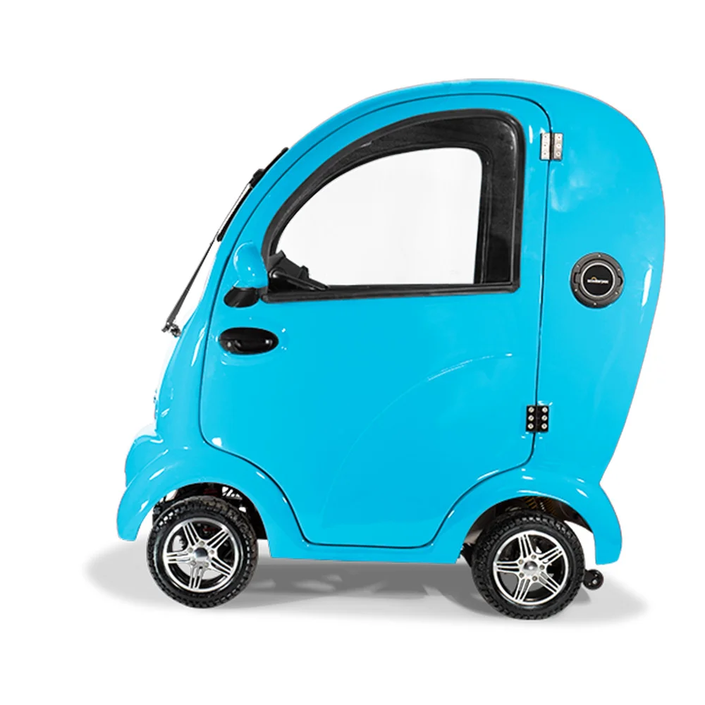 Scooterpac Cabin Car Mk2 Mobility Scooter Ice Blue Side Left Scooterpac Cabin Car Mk2 Mobility Scooter Ice Blue Side Left