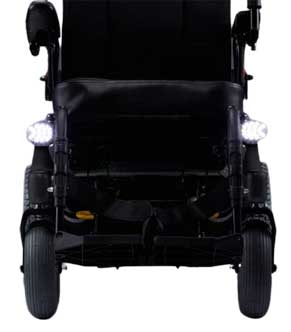 Compact Karma Blazer Powerchair fitted with LED headlights