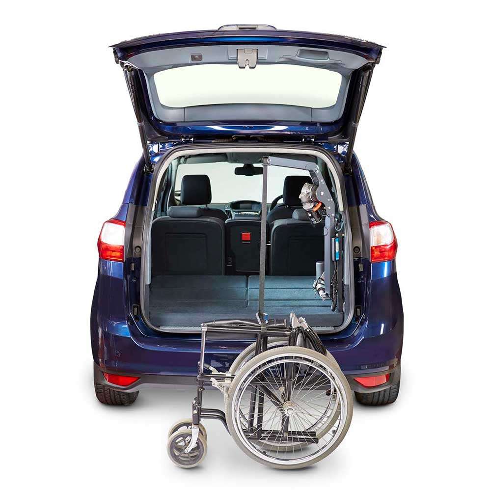 Autochair Car Boot Hoist Smart Lifter LM Wheelchair Being Lifted Autochair Car Boot Hoist Smart Lifter LM Wheelchair Being Lifted