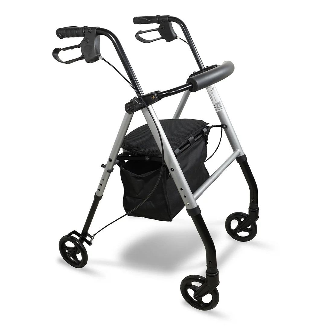 Aluminium Four Wheeled Rollator Silver 6' Aluminium Four Wheeled Rollator Silver 6'