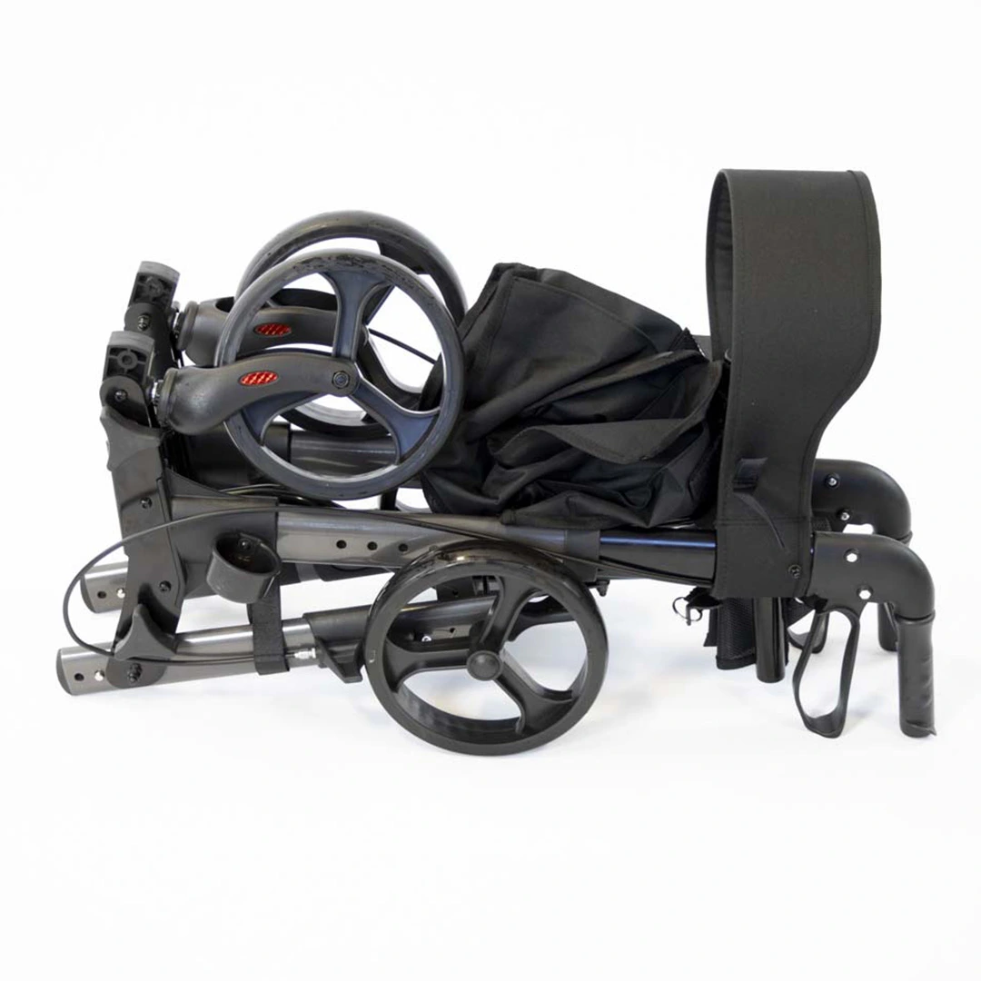 Four Wheel Triple Fold Aluminium Rollator folded on side